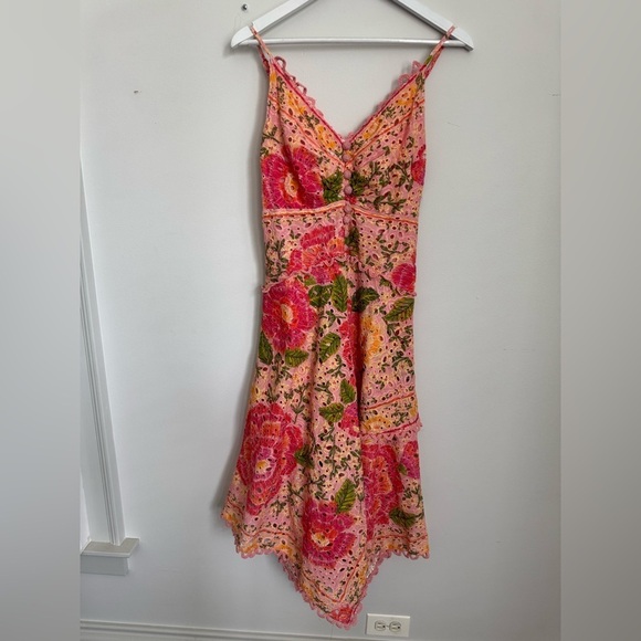 Farm Rio Blooming Floral Embroidered Handkerchief Midi Dress size small - Picture 7 of 14